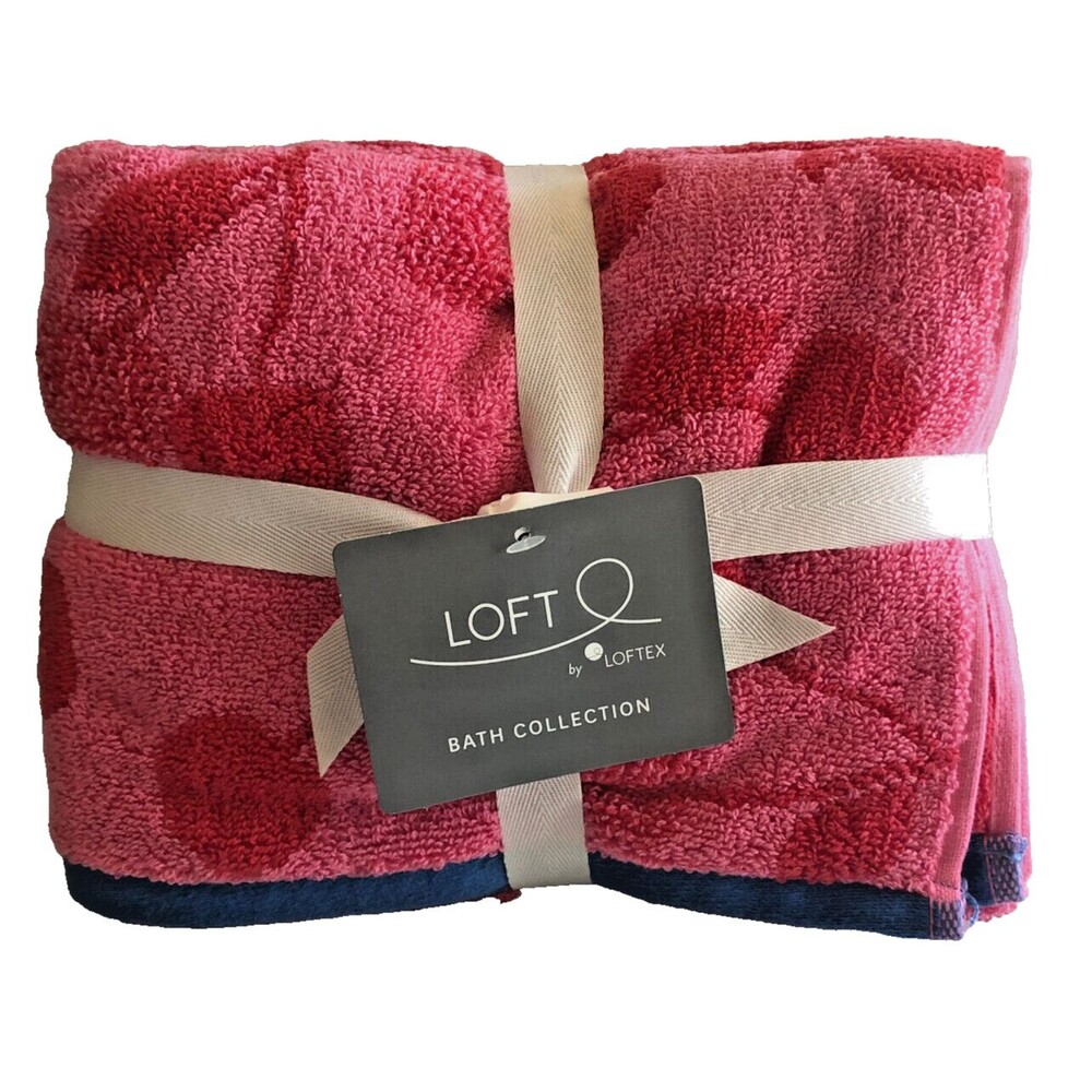 Loft Loftex Hand Towels Set of 2 Pink Cherries 16x28" Bathroom Soft Cotton
